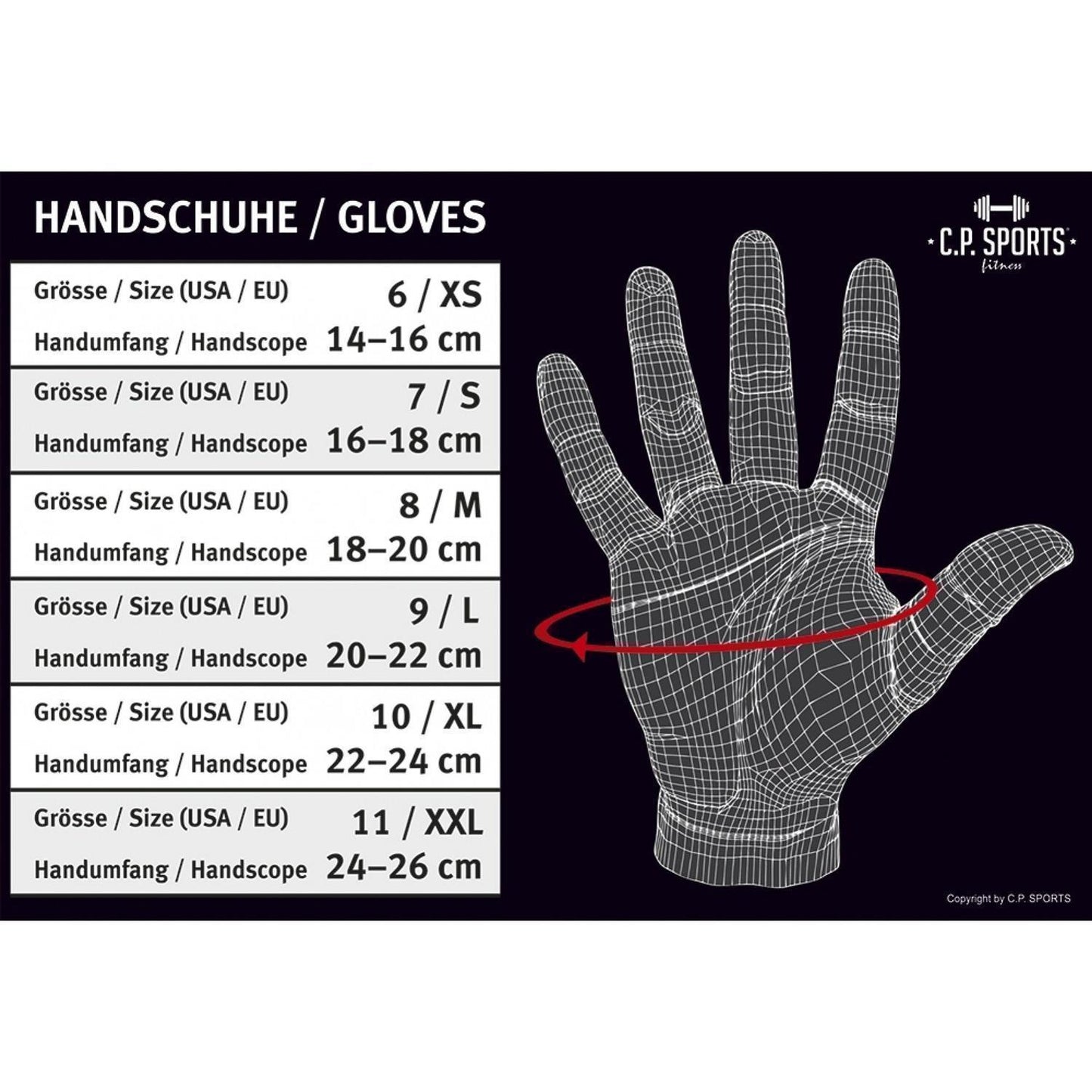 Fitness Handschuhe mit Bandagen - Perfekt-Grip- C.P. sports F21