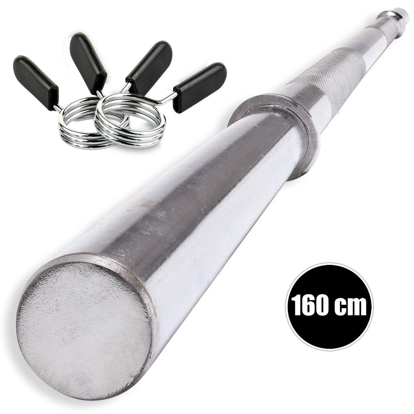 Profi Langhantelstangen 160cm / 30/31 mm Vollstahl verchromt - C.P. Sports H4-3