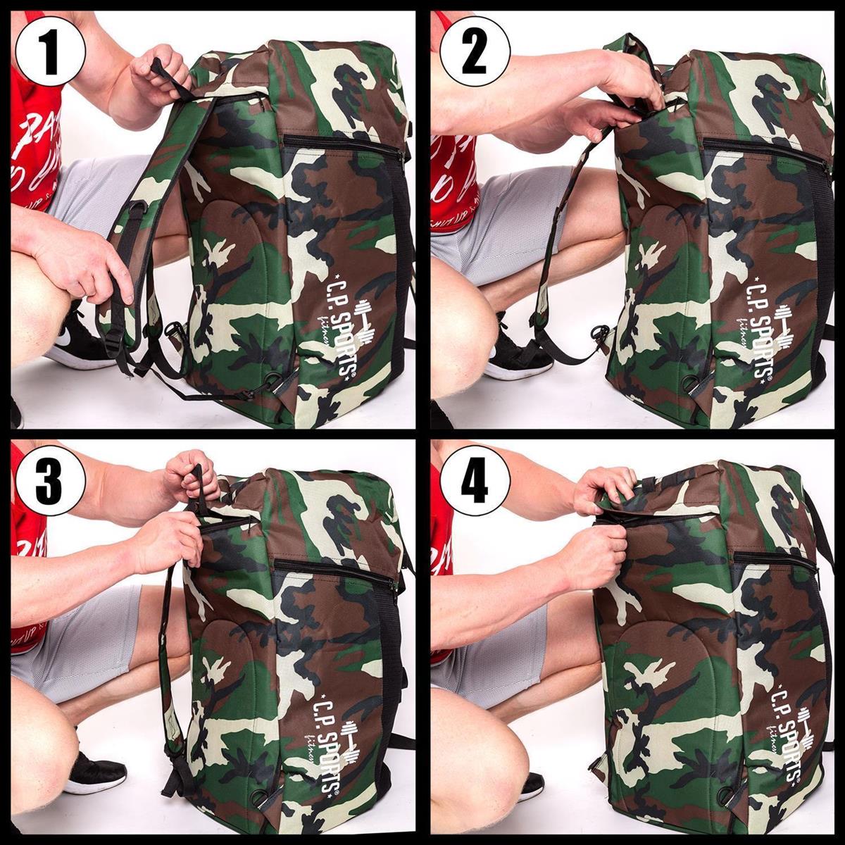 Kombi Sporttasche Groß - 3x Varianten in einem - Camouflage C.P.Sports-S5-1