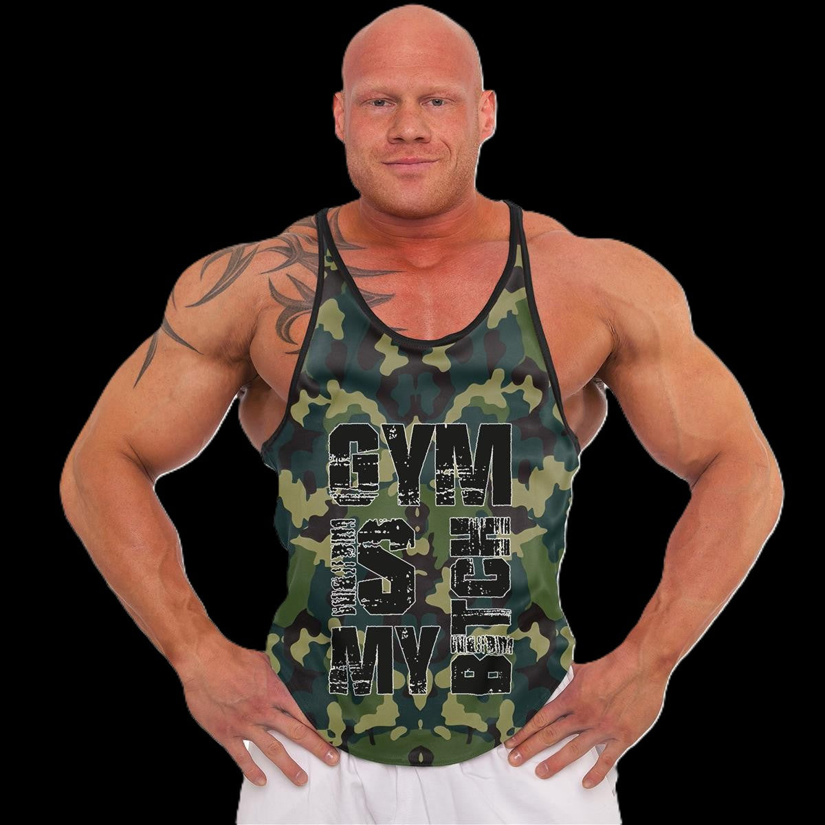 Tank Top - 3xStück / Oder Einzeln +Turnbeutel - Camouflage Grün - C.P. Sports - S710
