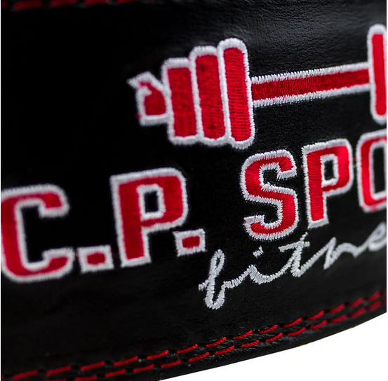 Gewichthebergürtel - Leder - Schwarz Rot C.P. Sports - T901