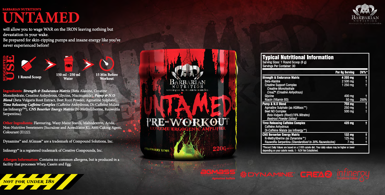 Pre-Workout Untamed - 240g - Barbarian Nutrition