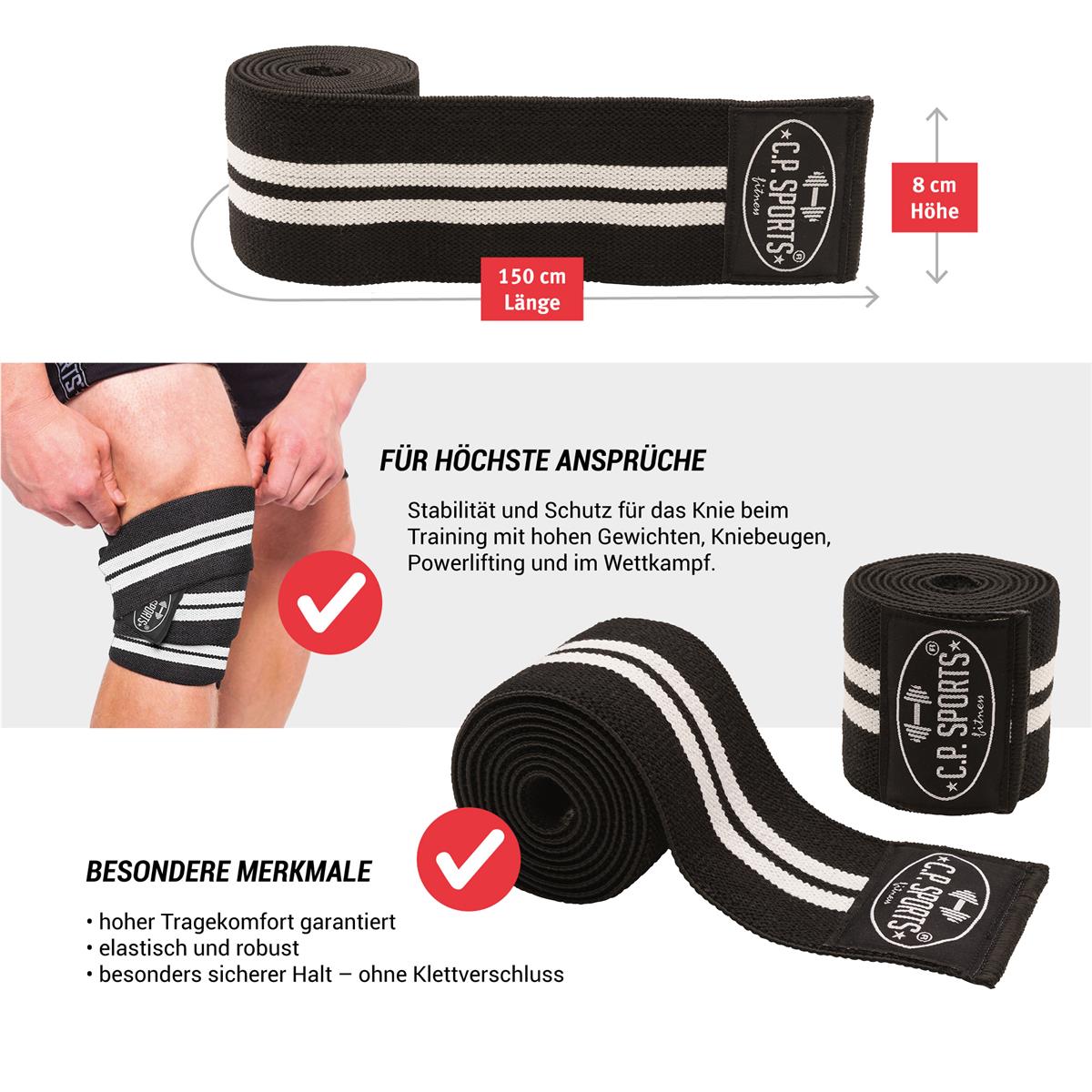 Profi Kniebandagen 150cm -Schwarz - C.P. Sports - T23