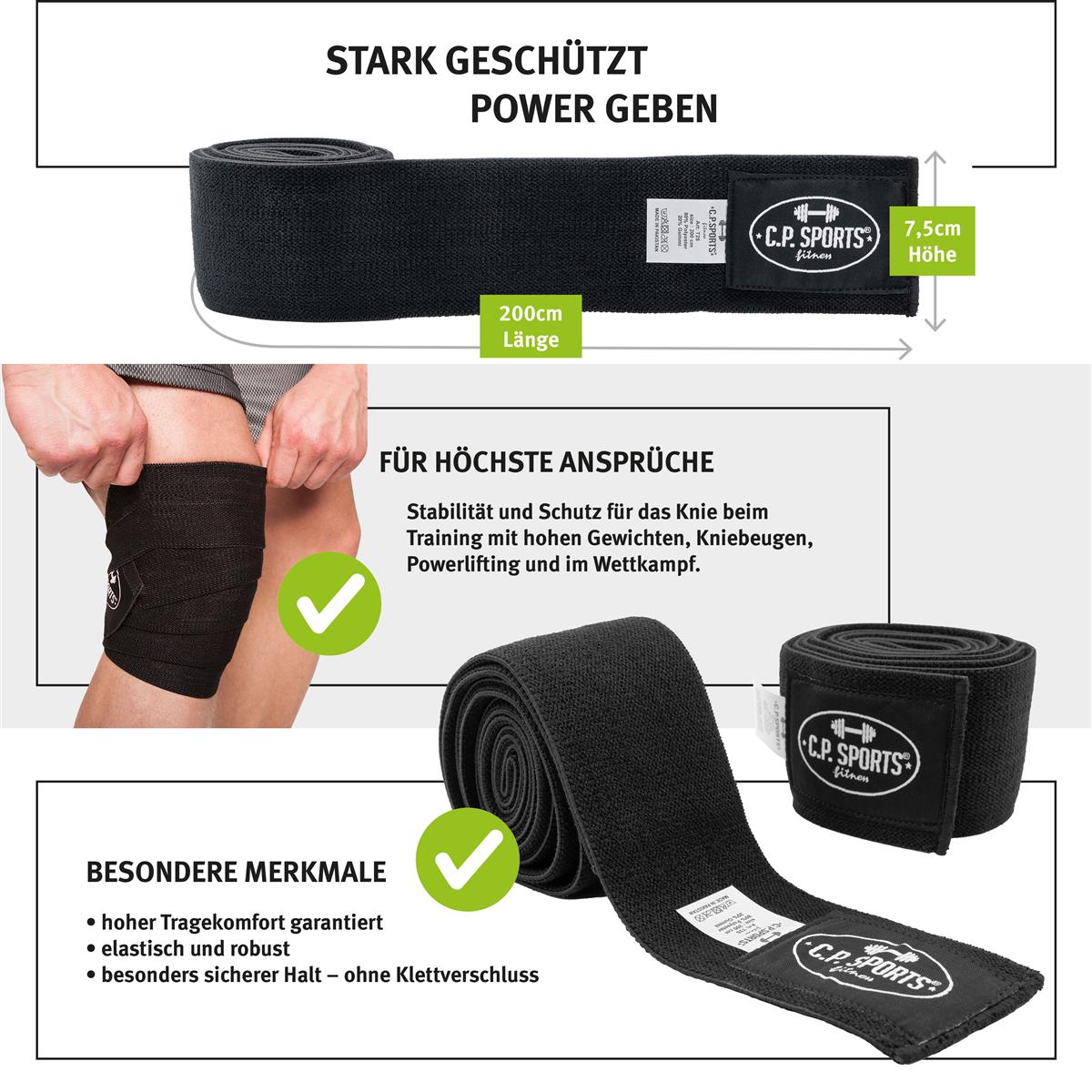 Profi Kniebandagen -200cm / verschiedene Farben - C.P. Sports - T25
