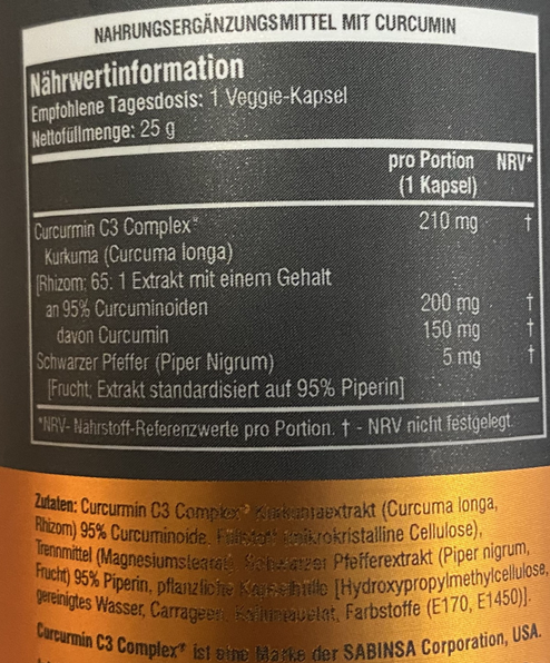 Curcuma - Curcu C3 - SSA Suplements