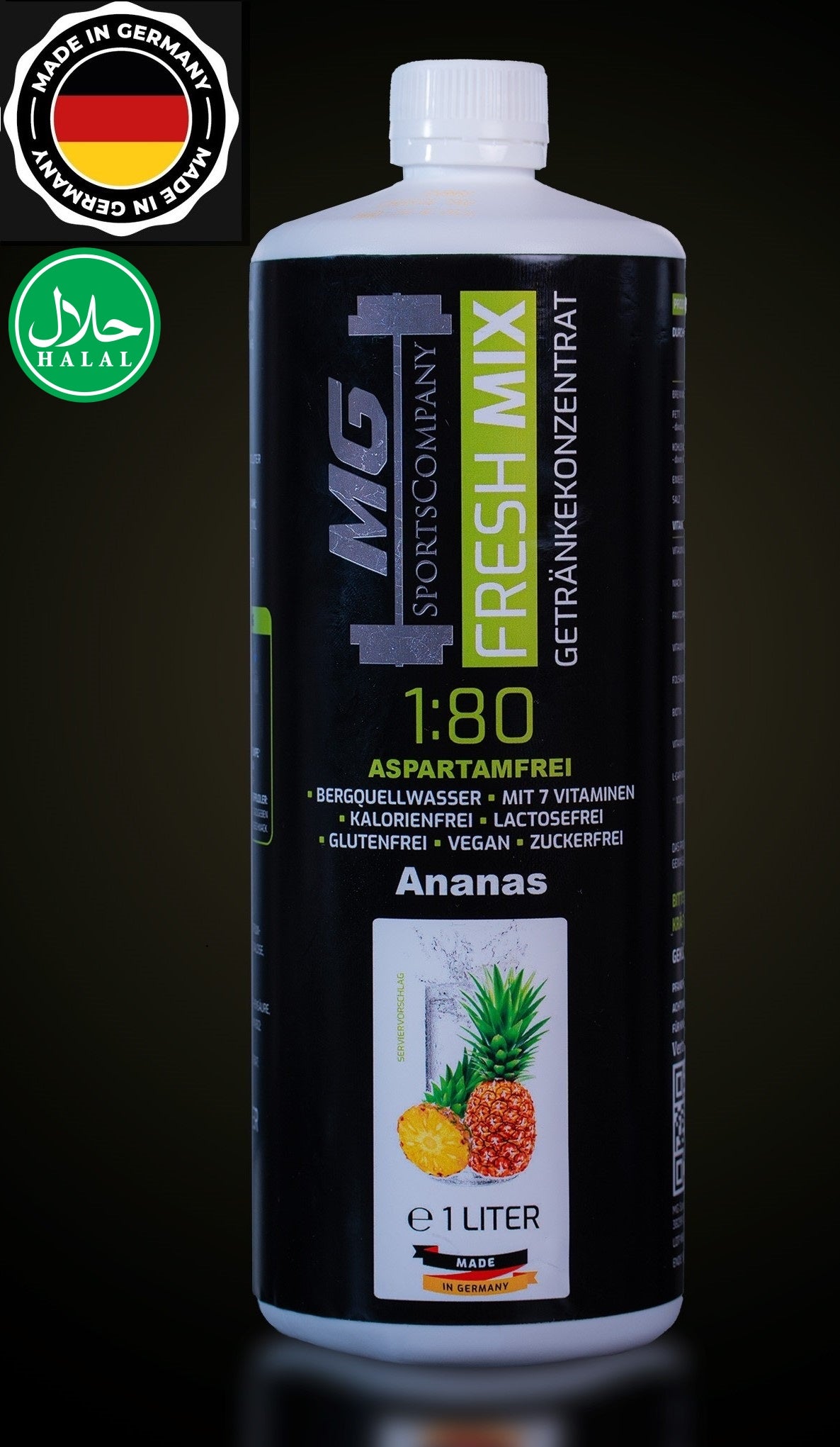 Fitness Getränkekonzentrat - Ananas - mit 7 Vitaminen ergibt 80 Liter