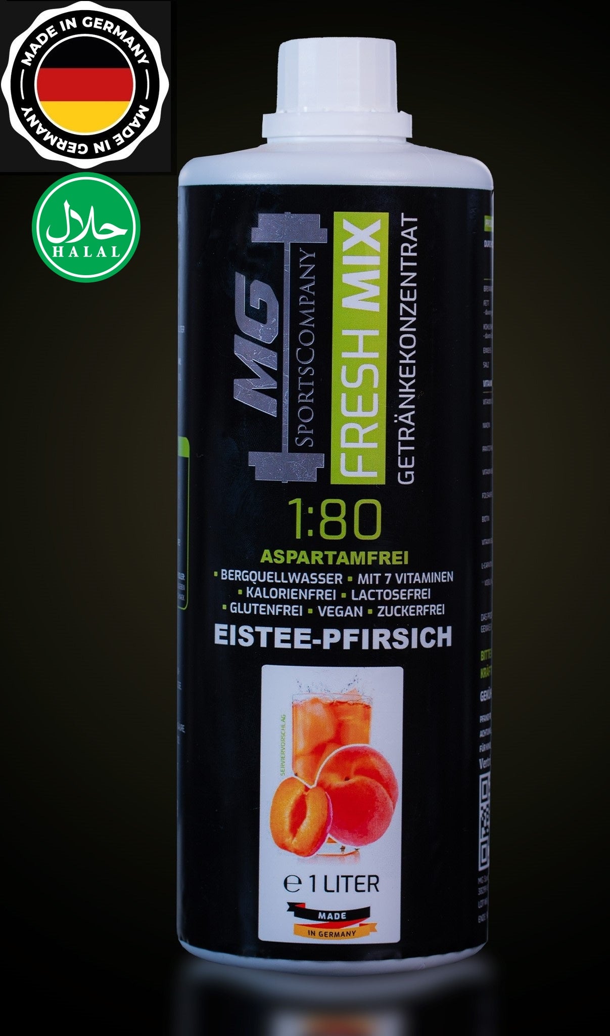 Fitness Getränkekonzentrat - Eistee Pfirsich - mit 7 wertvollen Vitaminen ergibt 80 Liter