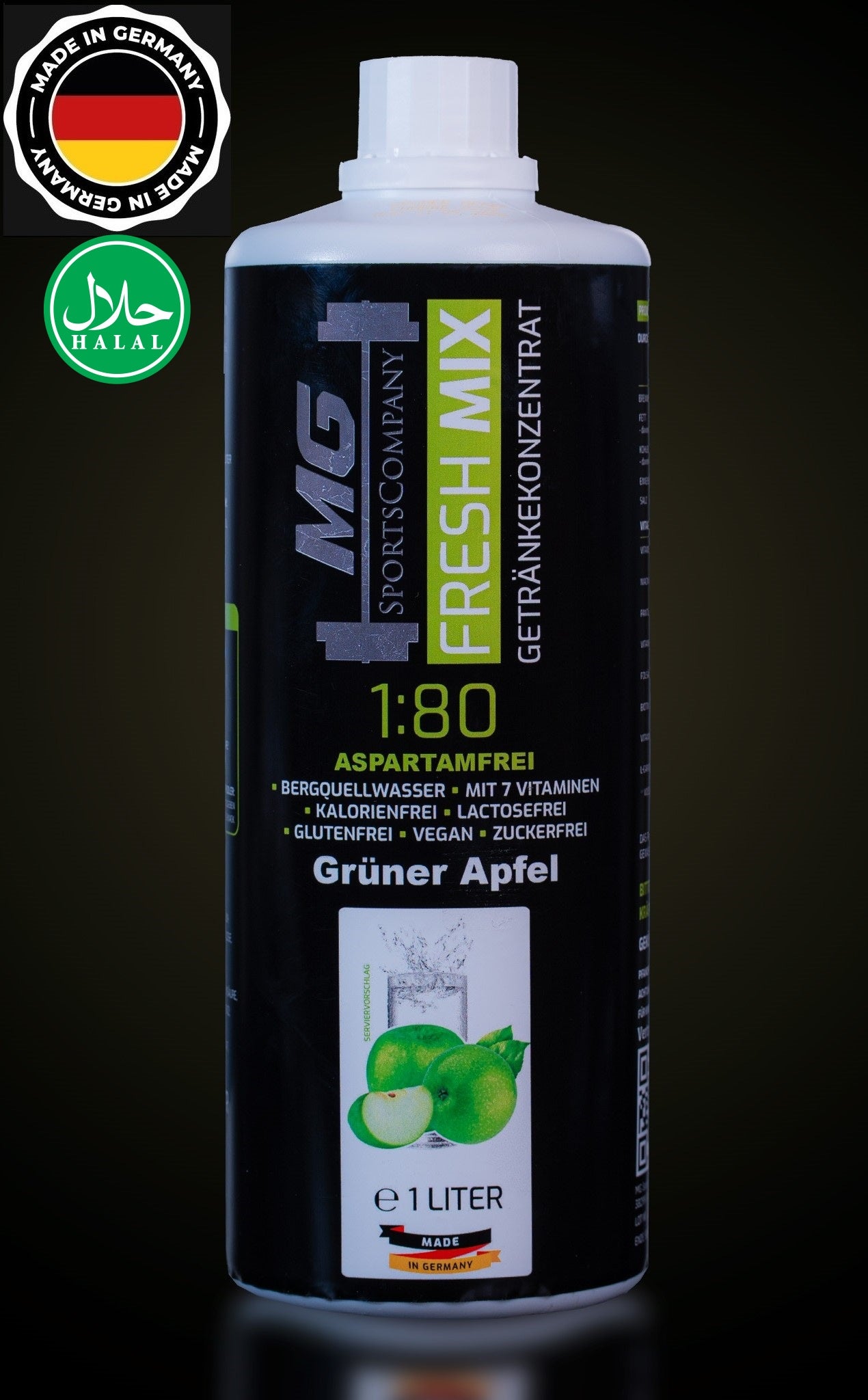Fitness Getränkekonzentrat - Grüner Apfel - mit 7 wertvollen Vitaminen ergibt 80 Liter