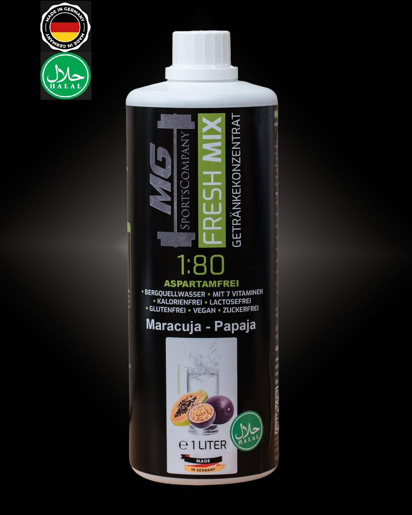 Fitness Getränkekonzentrat - Maracuja/Papaja - mit 7 wertvollen Vitaminen ergibt 80 Liter