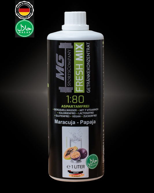 Fitness Getränkekonzentrat - Maracuja/Papaja - mit 7 wertvollen Vitaminen ergibt 80 Liter