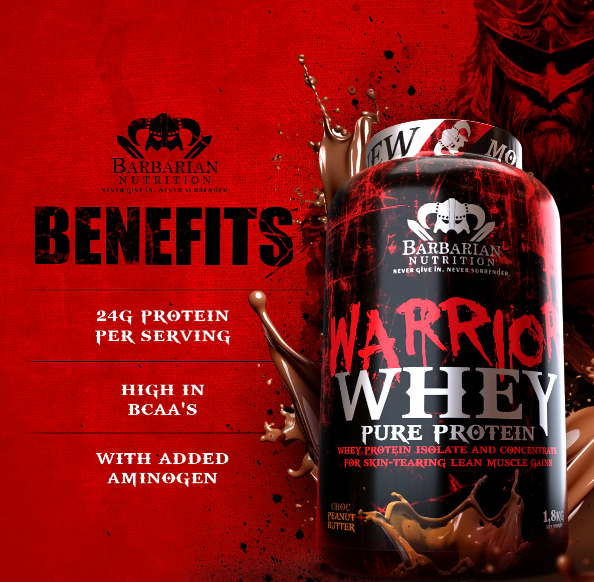 Whey Protein + BCAAs- 1,8 Kg- Barbarian Nutrition Geschmack: Schoko / Vanille