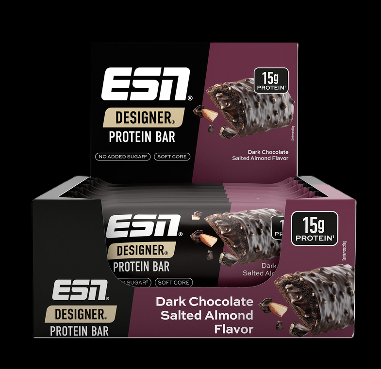 ESN -  Designer Protein Bar Dark Chocolate Salted Almond | 12 x 45g