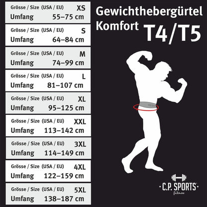 Gewichthebergürtel Leder - Extra Breit - Schwarz - C.P.Sports - T4-5