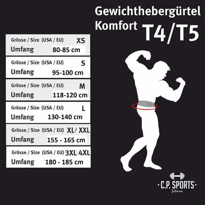 Gewichthebergürtel Leder - Extra Breit - Schwarz - C.P.Sports - T4-5
