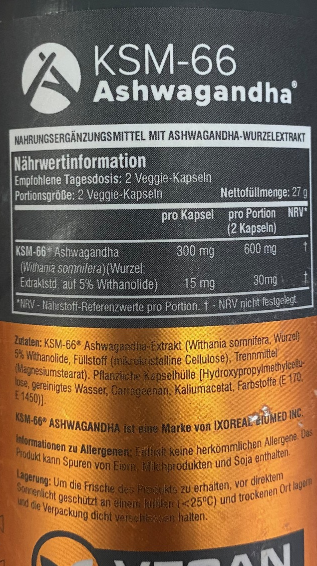 Ashwagandha KSM-66 ® SSA Suplements - 60 Veggie Kapseln